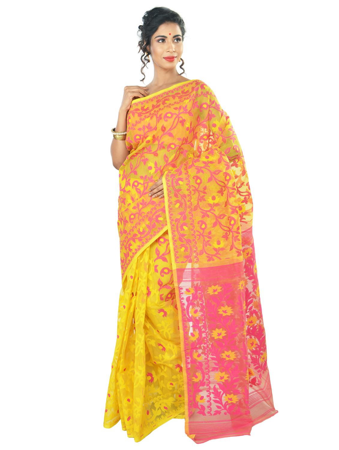 women's self design yellow colored saree with blouse - 19925784 - Zoom Image - 0