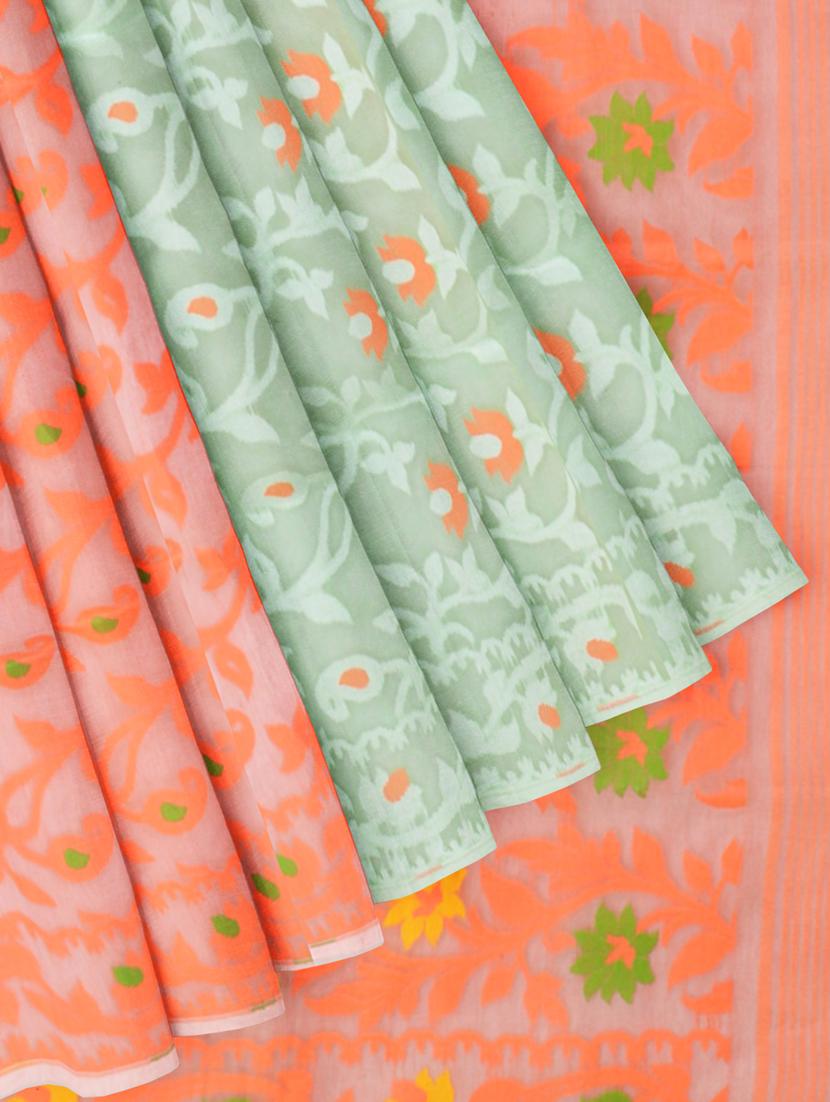 orange cotton saree with blouse - 19925803 - Standard Image - 2
