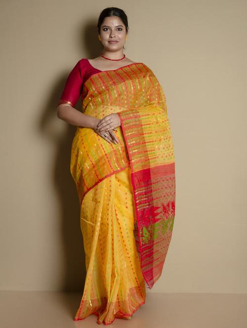 women's self design yellow colored saree with blouse - 19925817 - Standard Image - 0