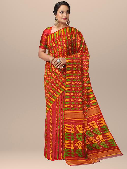 women's self design red colored saree with blouse - 19925820 - Standard Image - 0