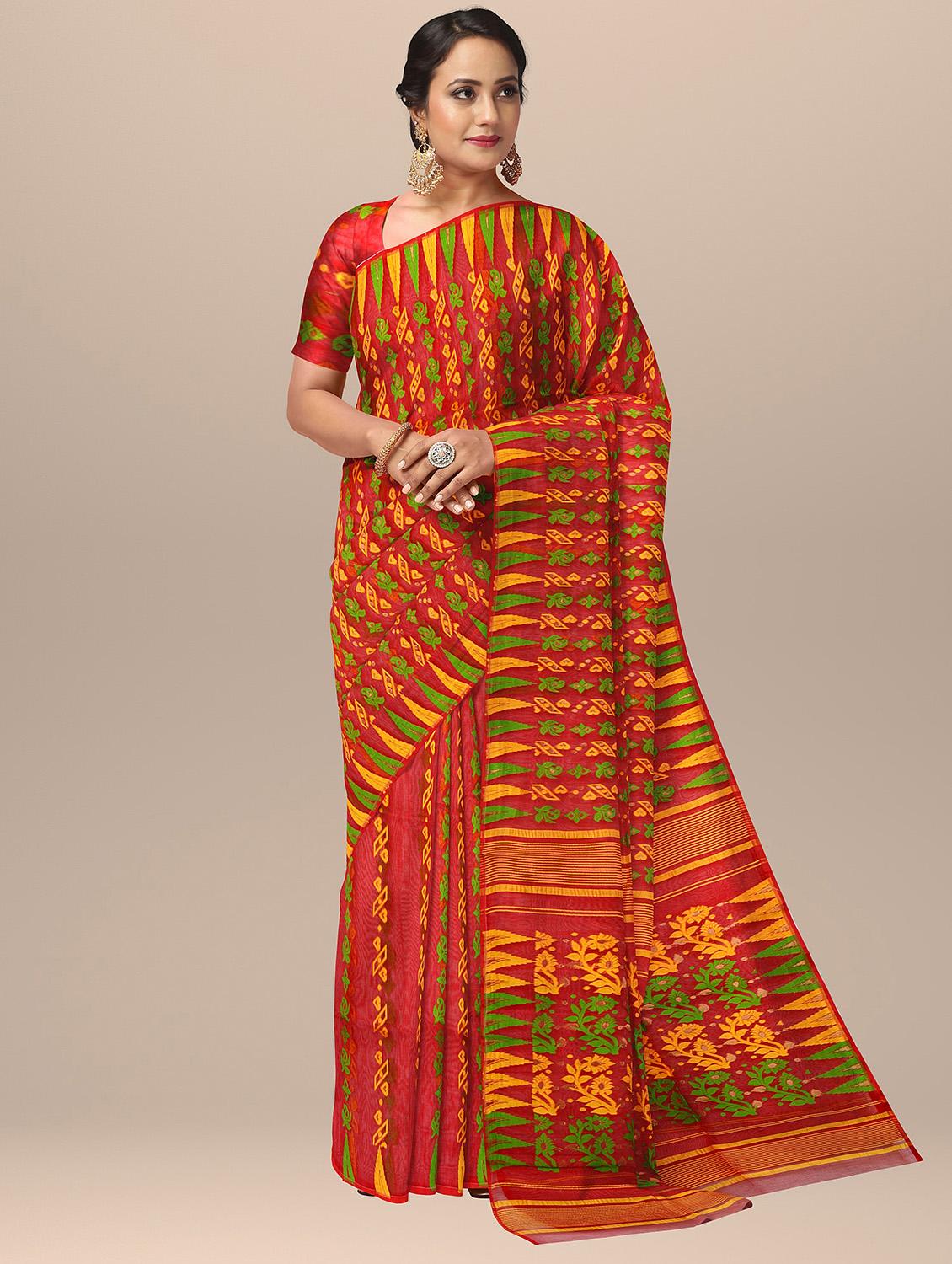 women's self design red colored saree with blouse - 19925820 - Zoom Image - 0