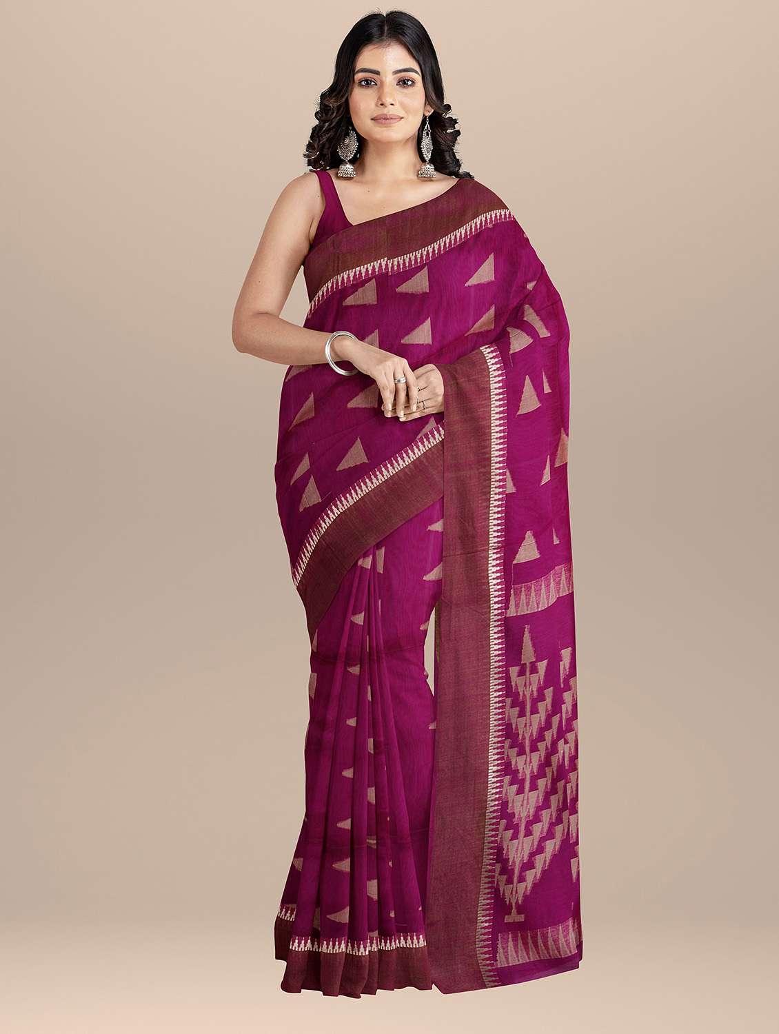 women's self design purple colored saree with blouse