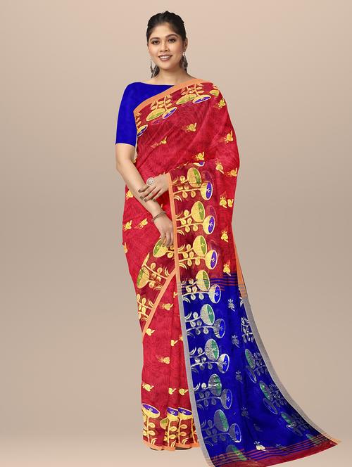 women's printed red colored saree with blouse - 19925925 - Standard Image - 0