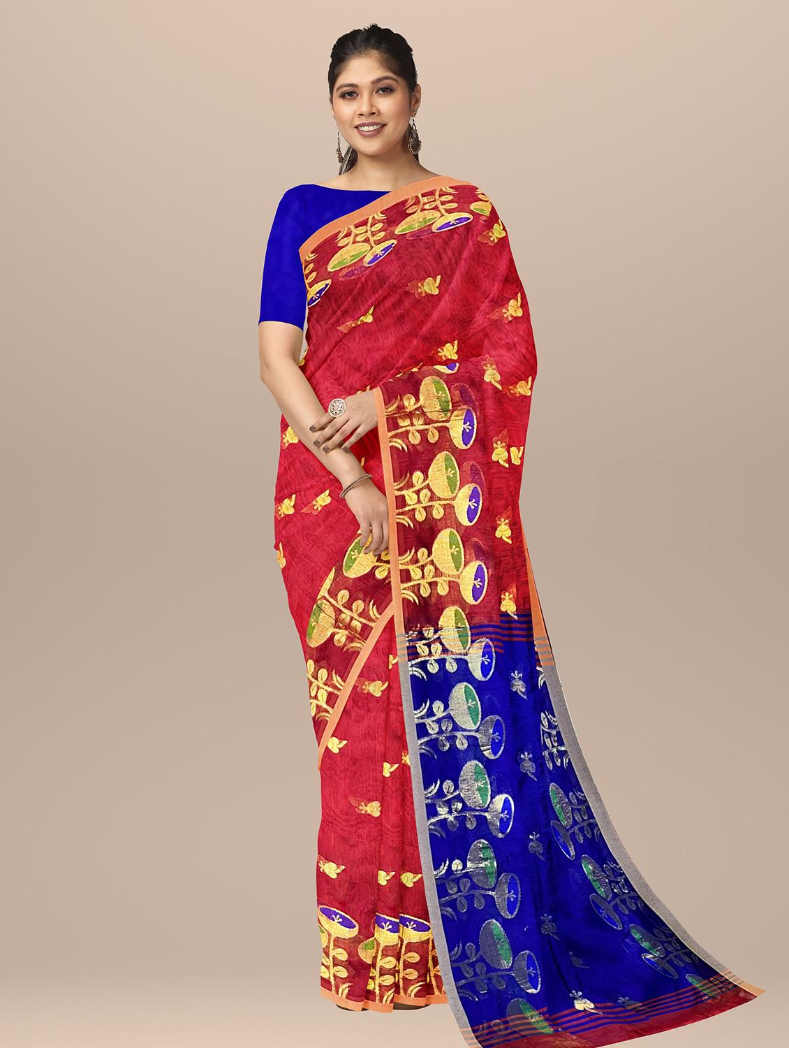 women's printed red colored saree with blouse - 19925925 - Zoom Image - 0
