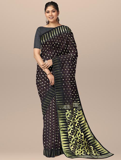 women's self design black colored saree with blouse - 19925960 -  Standard Image - 0