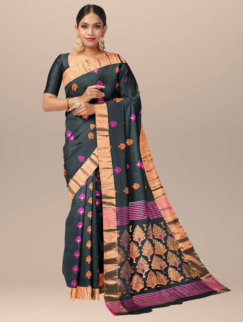 women's self design black colored saree with blouse - 19925967 - Zoom Image - 0