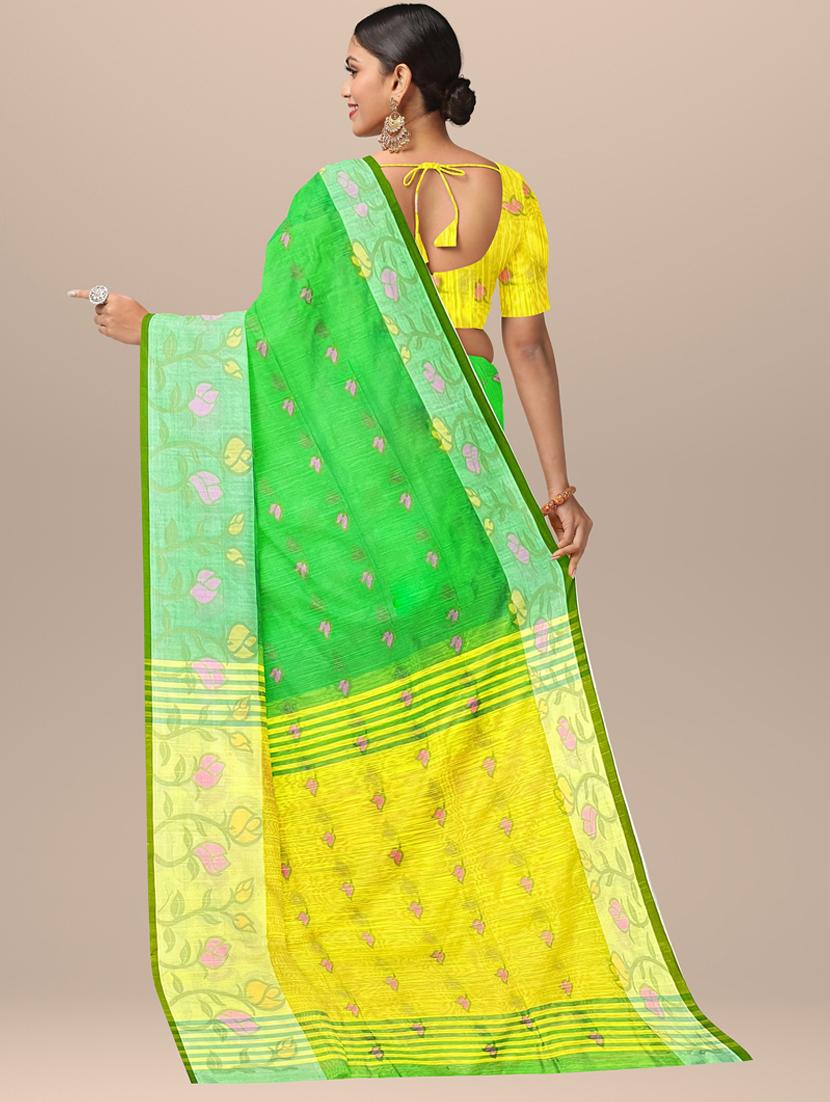 women's printed green colored saree with blouse - 19925980 - Standard Image - 2