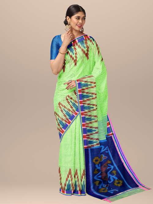 women's printed light green colored saree with blouse - 19925987 - Standard Image - 0