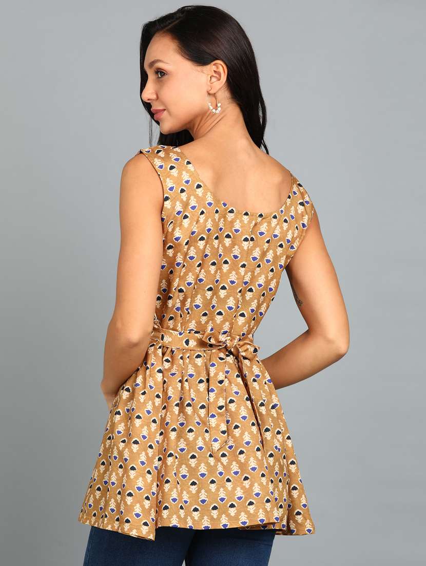 round neck printed peplum top - 19926255 -  Standard Image - 2