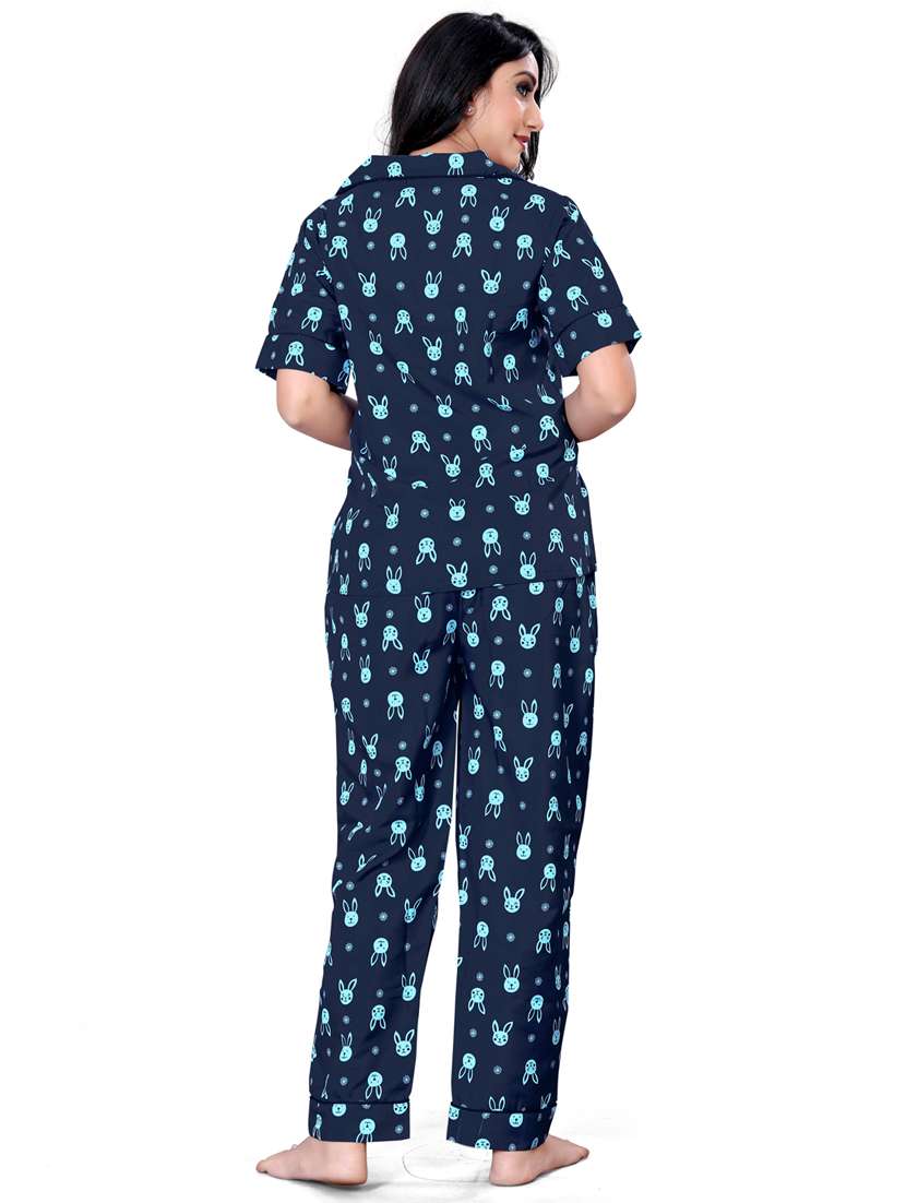 dark blue printed pyjama set nightwear - 19926298 - Standard Image - 2