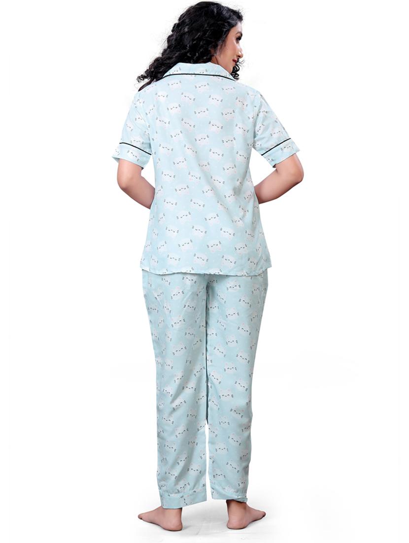 light blue printed pyjama set nightwear - 19926301 - Standard Image - 2