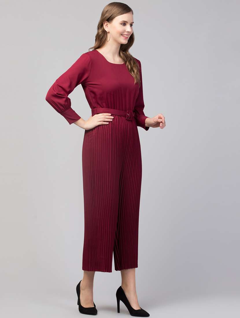 solid full length jumpsuit with waist belt  - 19926673 -  Standard Image - 2