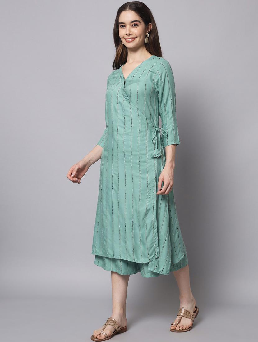 v neck striped kurta palazzo set - 19927646 - Standard Image - 2