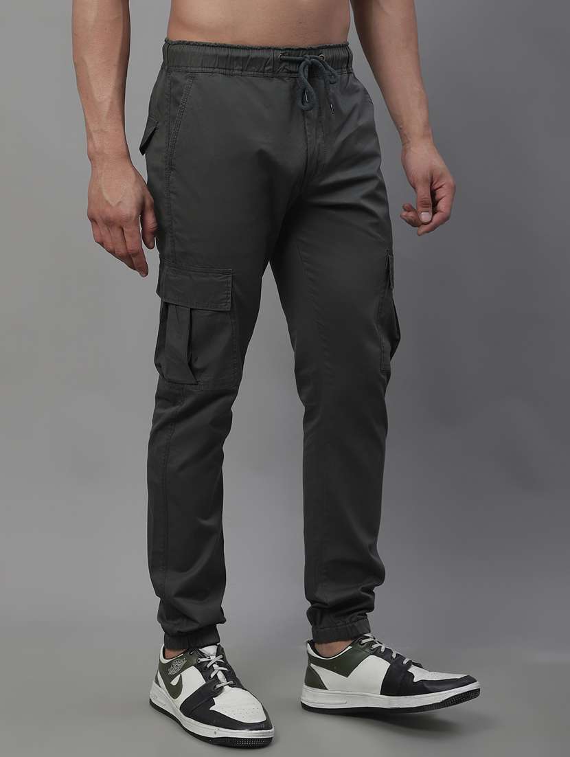 grey solid mid rise cargo pants - 19927913 - Standard Image - 2