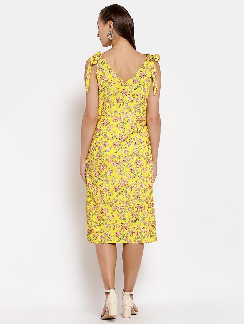 v-neck printed a-line dress - 19937778 - Standard Image - 2