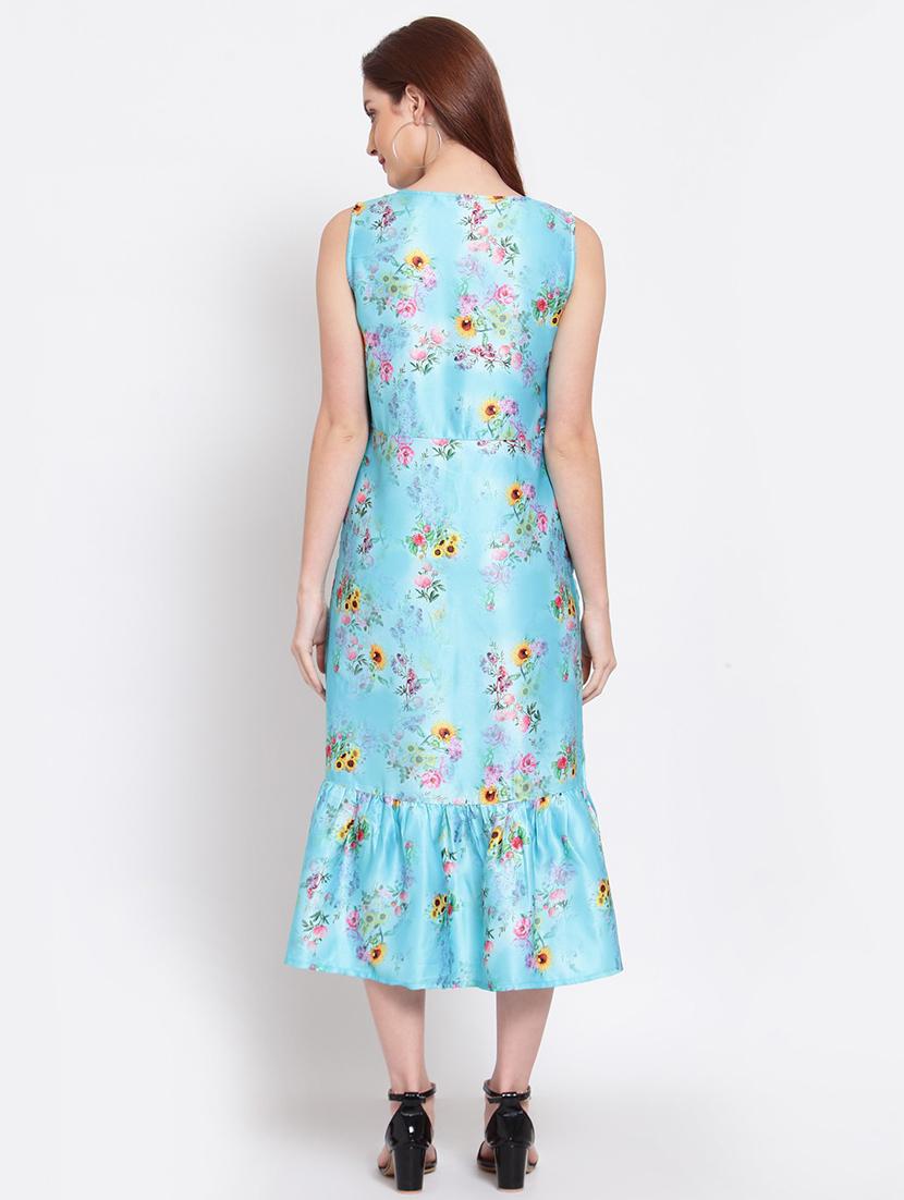 round neck printed fit & flared dress - 19937798 - Standard Image - 2