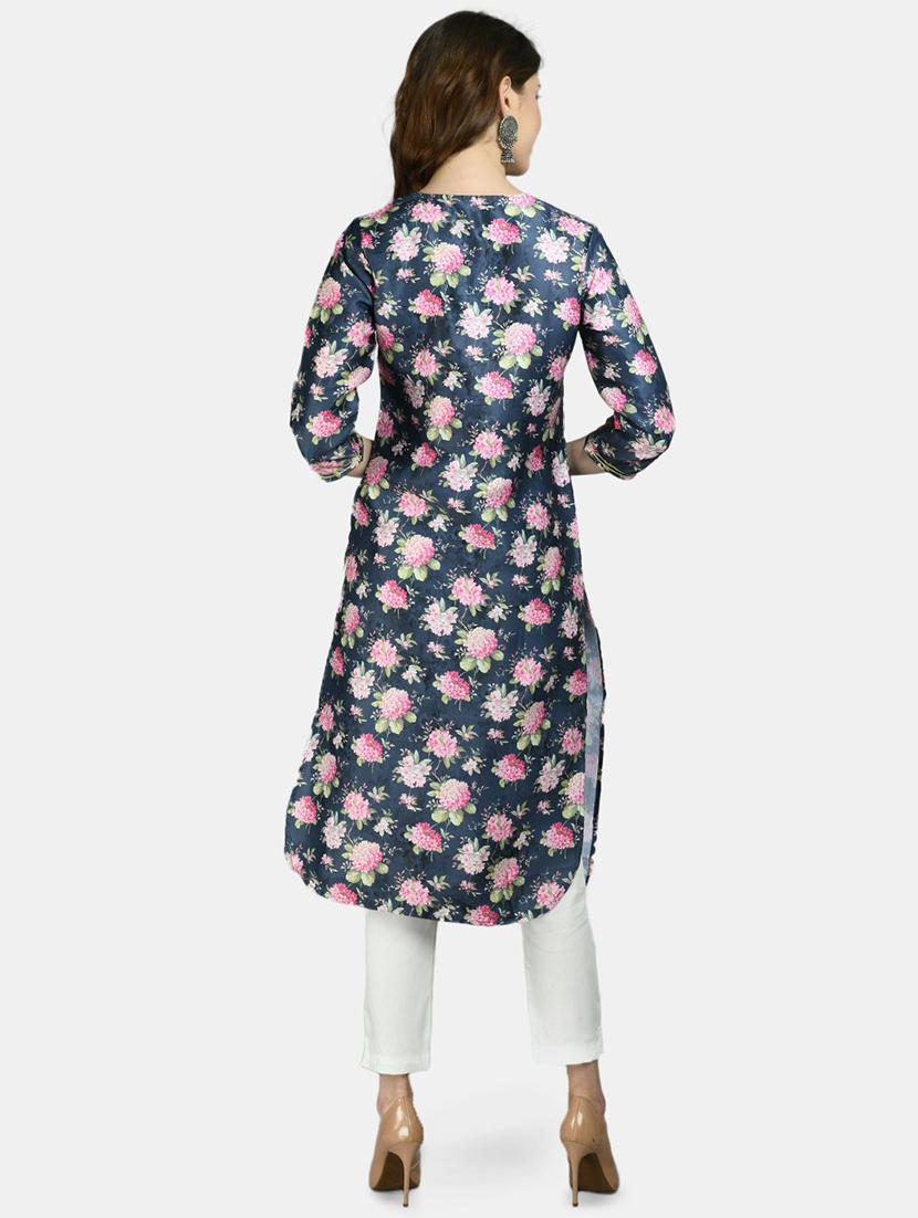 blue printed straight kurta - 19937853 - Standard Image - 2