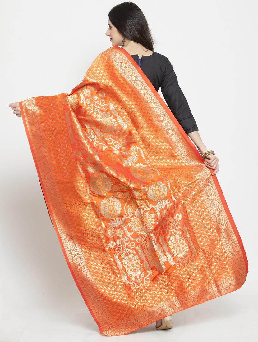 orange art silk dupatta - 19938080 - Standard Image - 2