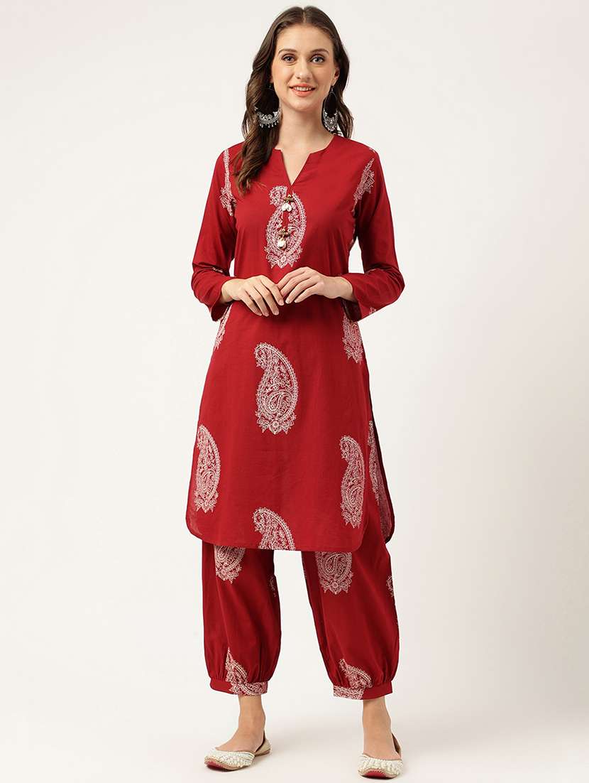 red printed kurta salwar set - 19938152 - Zoom Image - 0