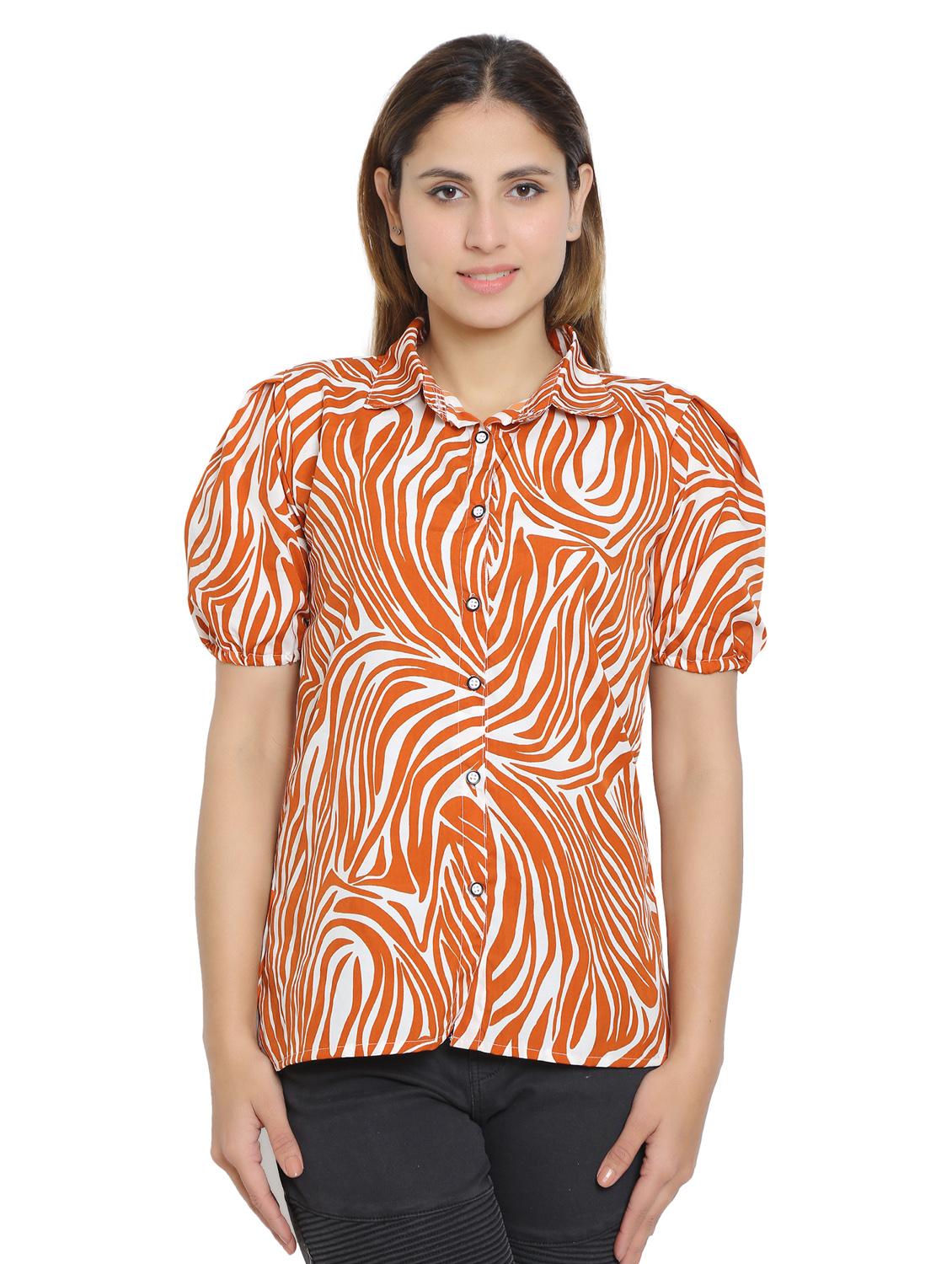 rust crepe regular shirt - 19938154 -  Zoom Image - 0