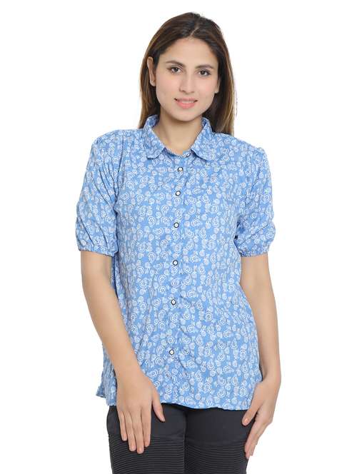 blue cotton blend regular shirt - 19938156 - Standard Image - 0