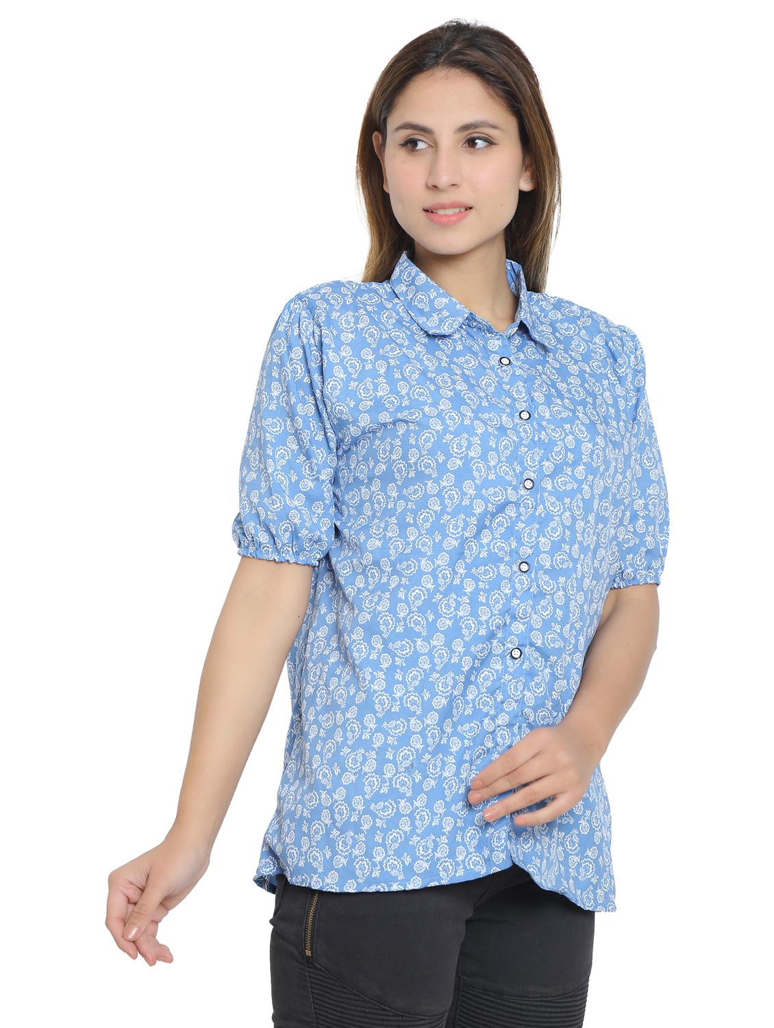 blue cotton blend regular shirt - 19938156 - Standard Image - 2