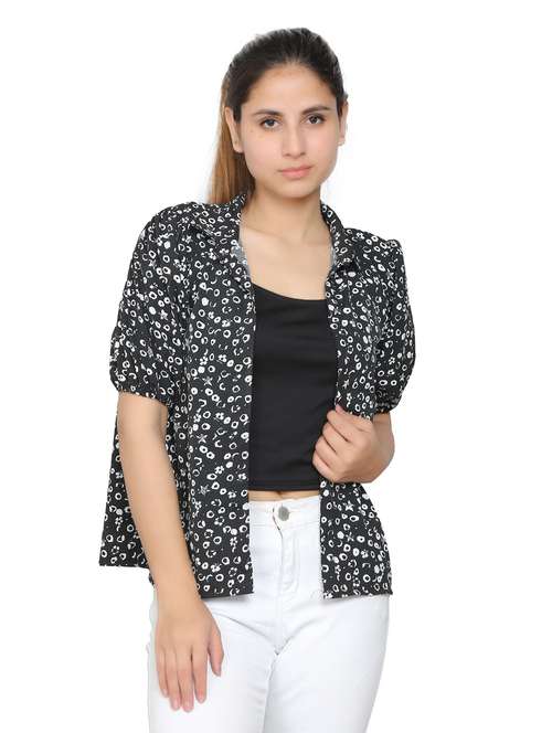 black cotton blend regular shirt - 19938162 - Standard Image - 0