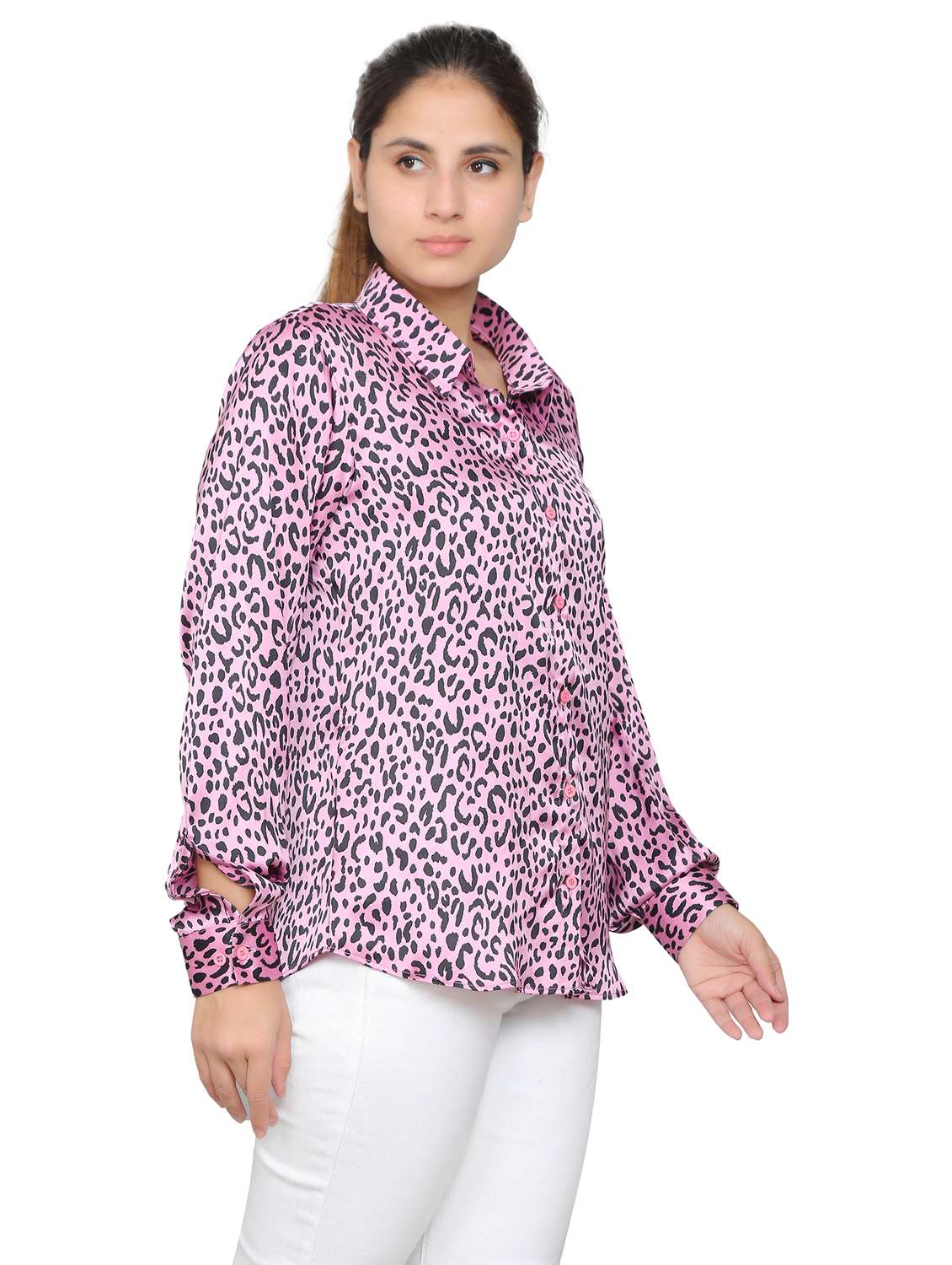 pink satin oversized shirt - 19938166 -  Standard Image - 2