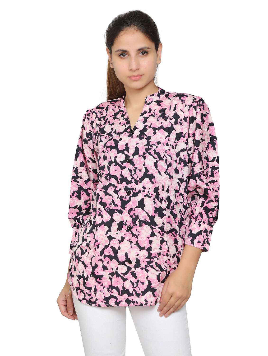 pink crepe regular shirt - 19938167 -  Zoom Image - 0