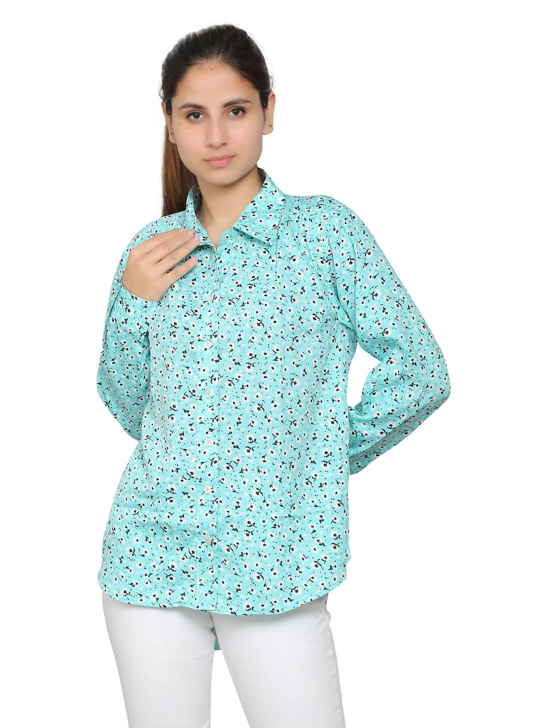 turquoise crepe regular shirt - 19938168 - Zoom Image - 0