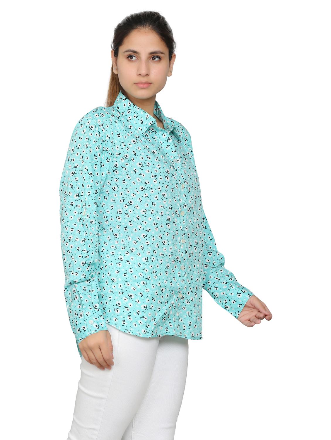 turquoise crepe regular shirt - 19938168 - Standard Image - 2