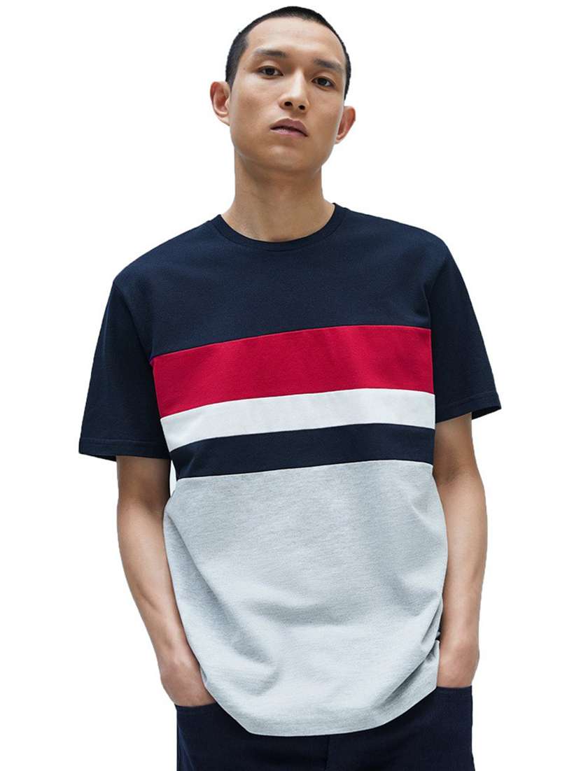 round neck color block regular t-shirt