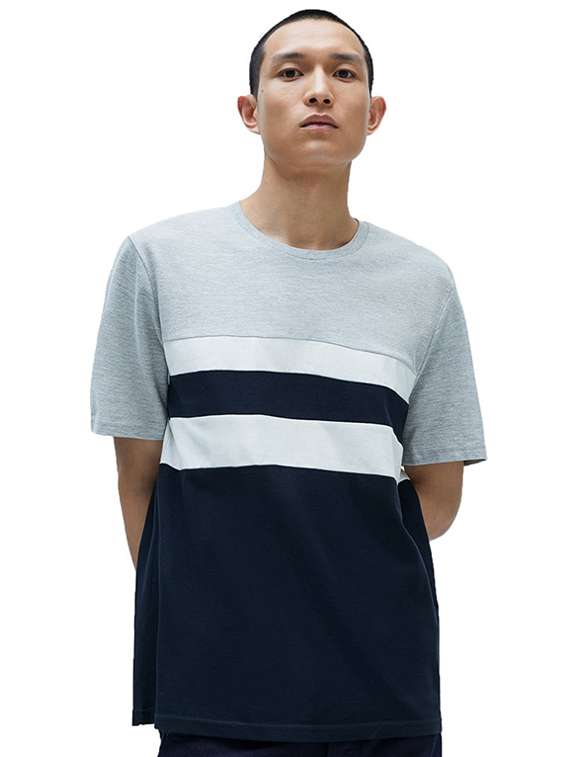 round neck color block regular t-shirt