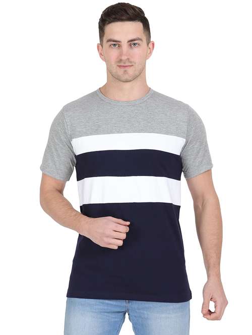 round neck color block regular t-shirt - 19938415 -  Standard Image - 0