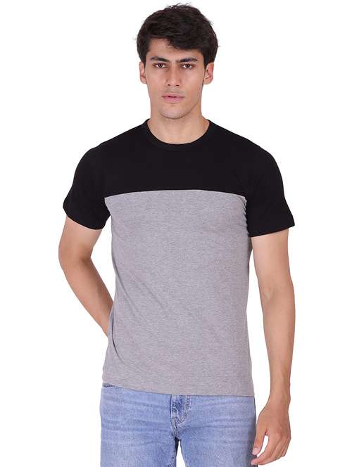 round neck color block regular t-shirt - 19938444 - Standard Image - 0