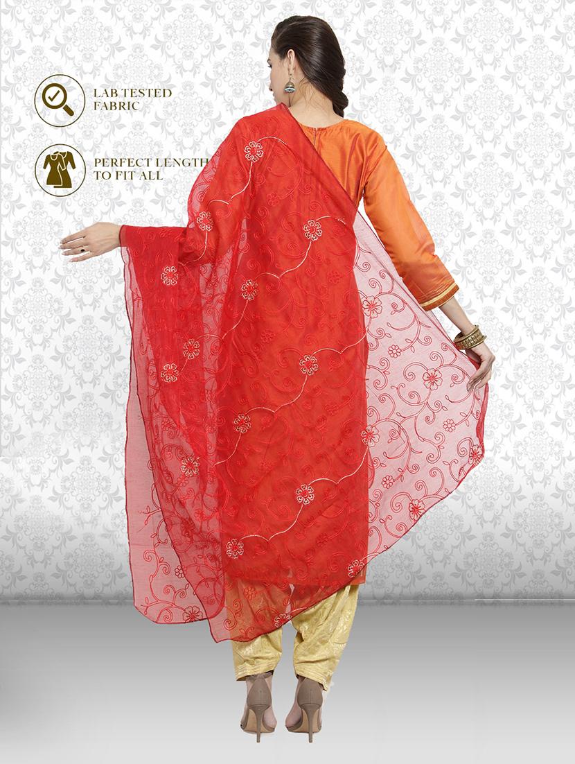 red cotton blend dupatta - 19938505 - Standard Image - 2