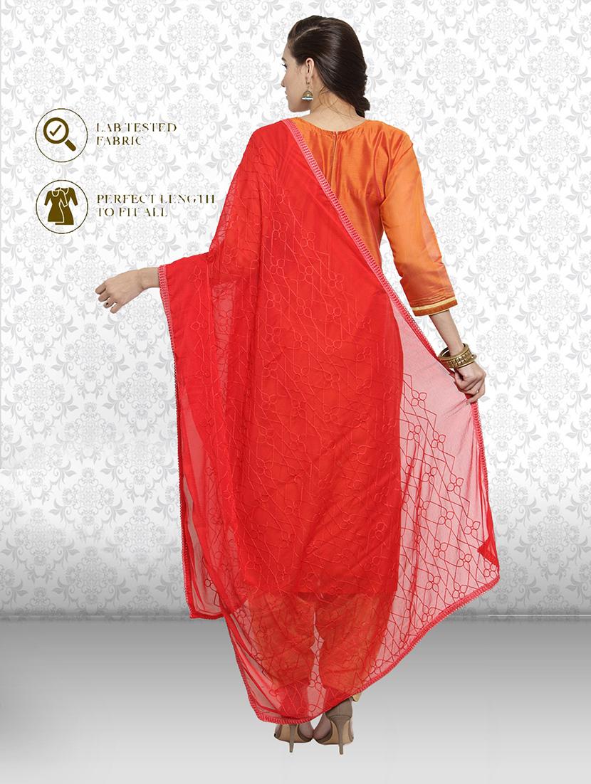 red nazneen dupatta - 19938514 - Standard Image - 2