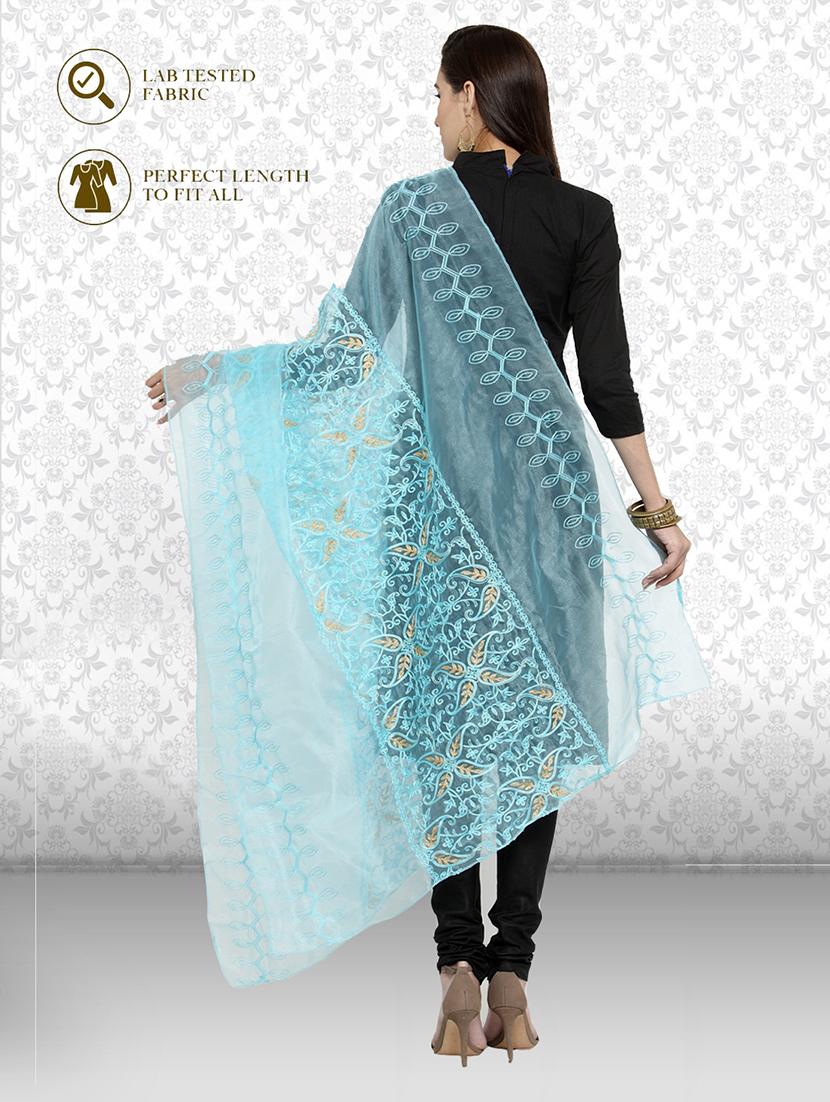blue embroidered dupatta - 19938533 - Standard Image - 2