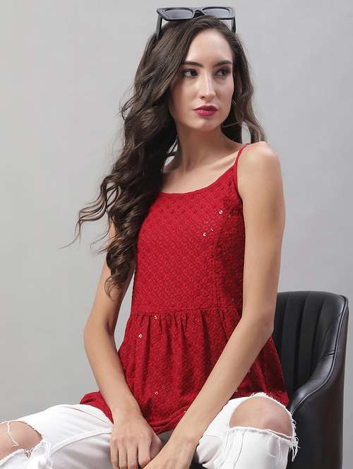 women's peplum shoulder strap top - 19938706 -  Standard Image - 0