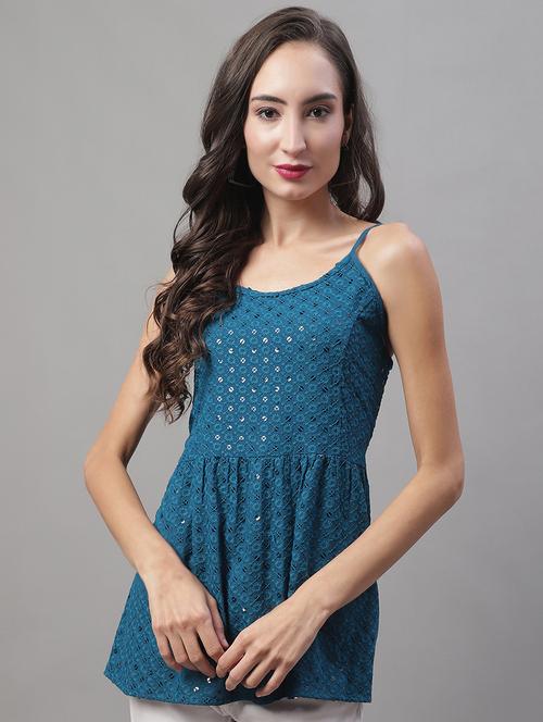 women's peplum shoulder strap top - 19938708 -  Standard Image - 0