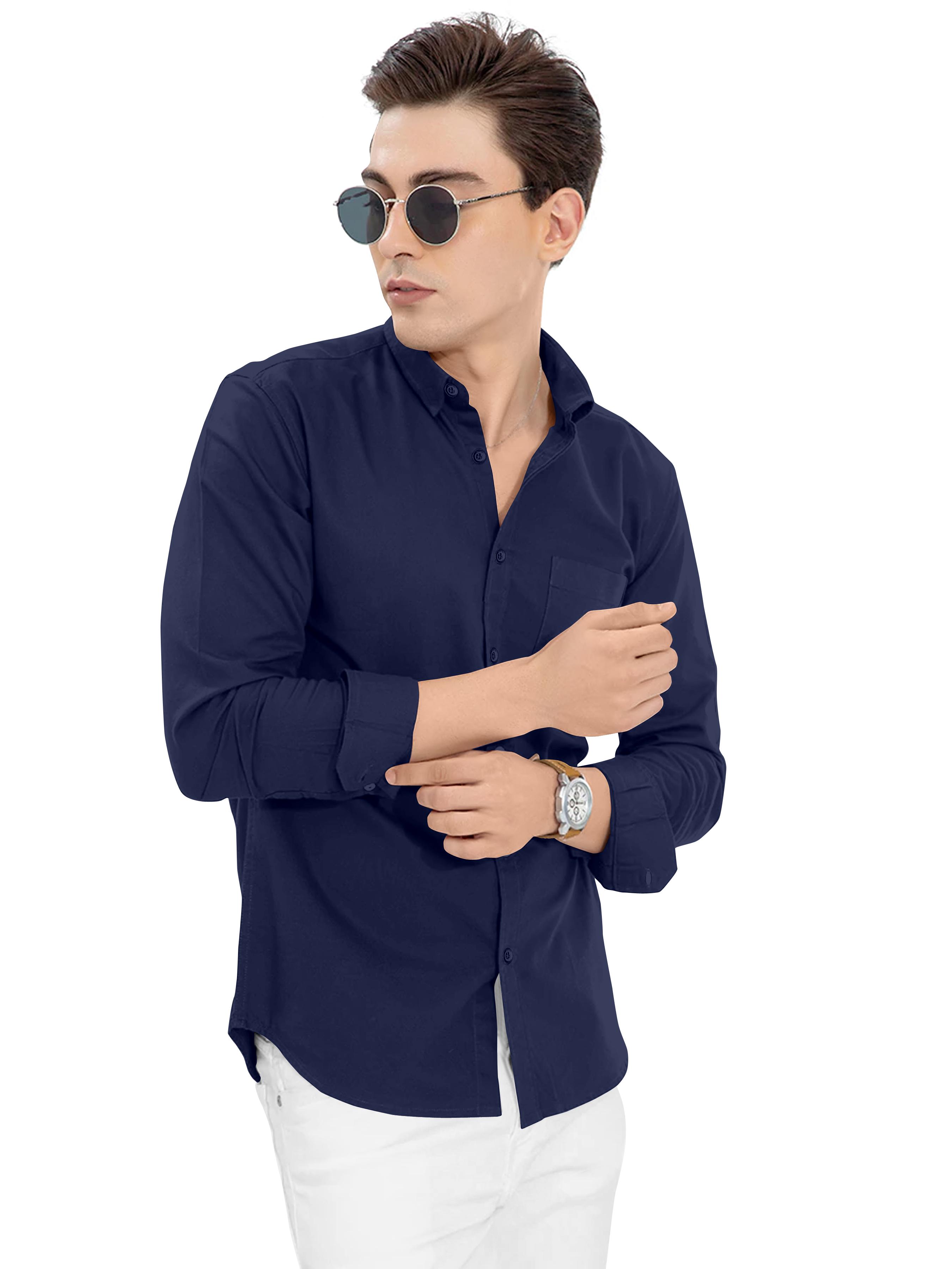 mens solid casual shirt - 19938751 - Standard Image - 2
