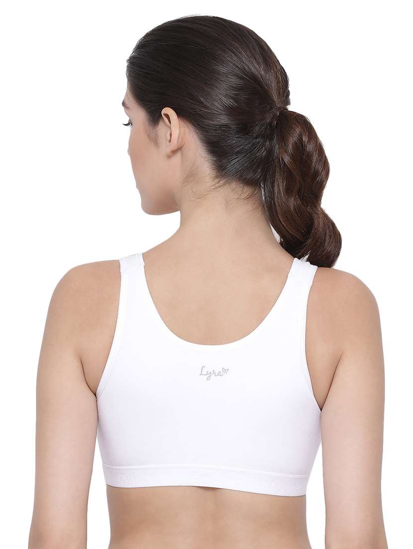 white cotton blend sports bra - 19938851 -  Standard Image - 2