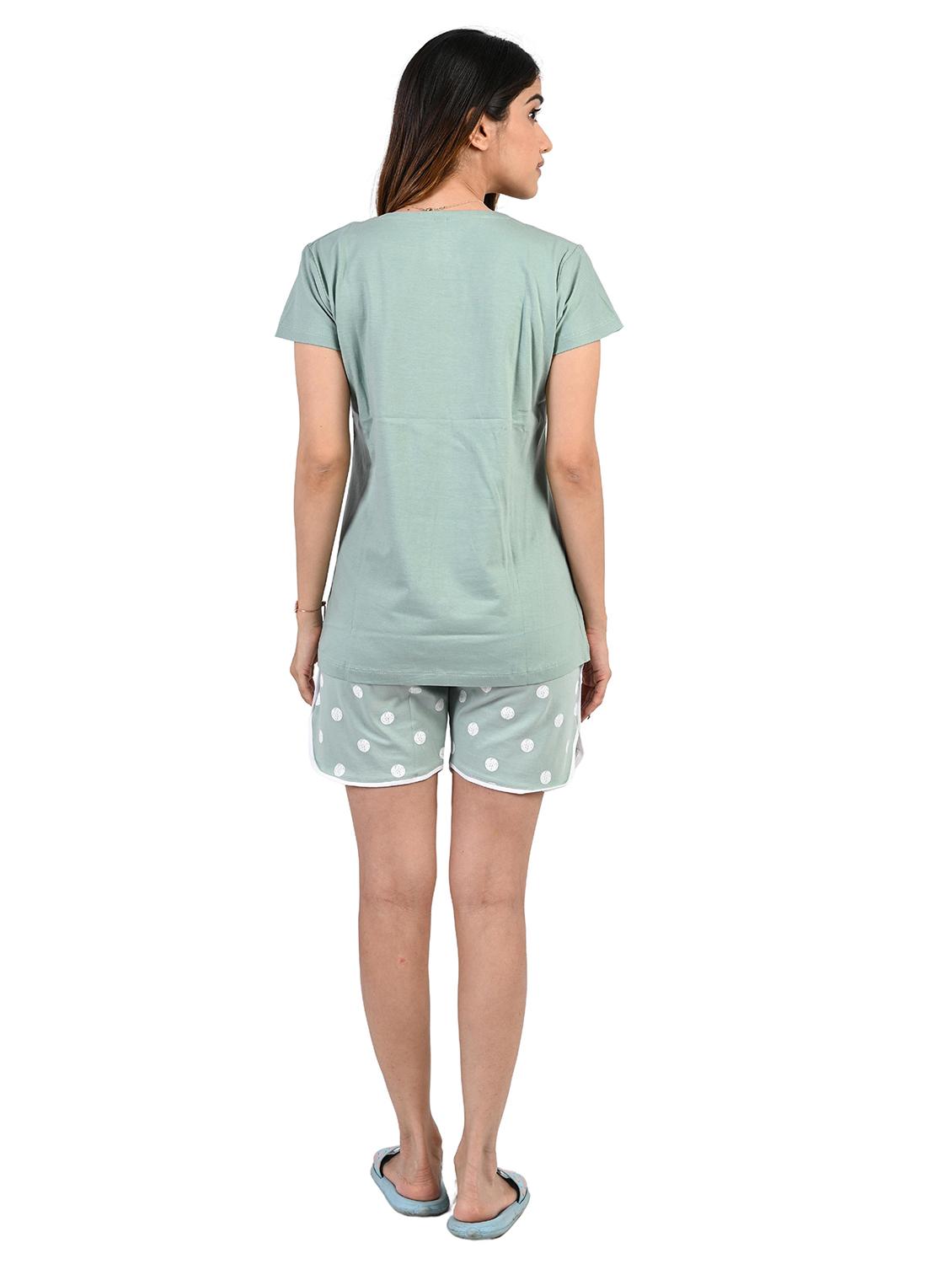 green printed nightwear shorts set - 19940501 - Standard Image - 2