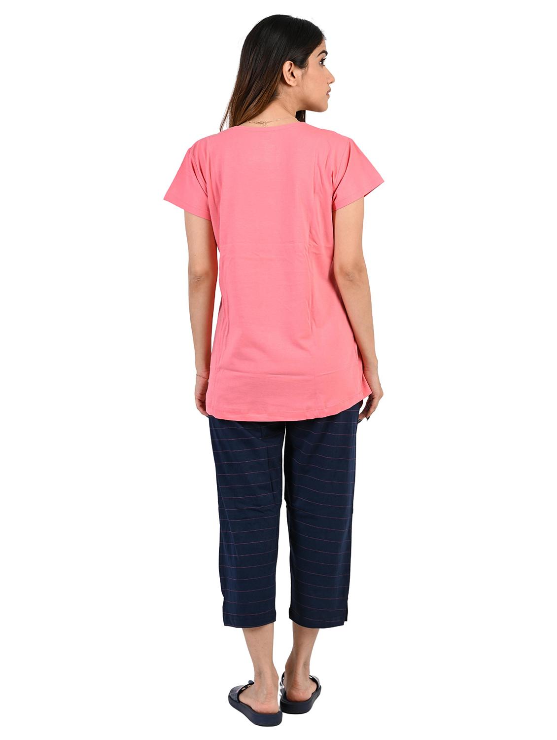 pink printed nightwear capri set - 19940507 - Standard Image - 2