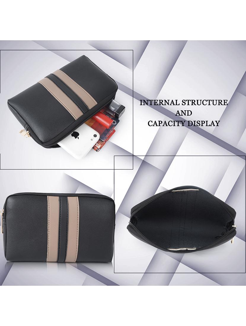 black leatherette (pu) sling bag combo - 19940675 - Standard Image - 2