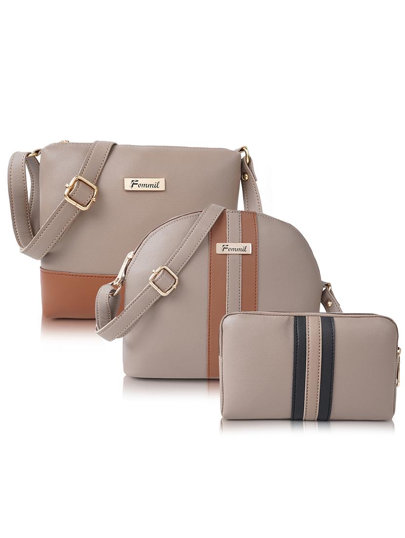 beige leatherette (pu) sling bag combo - 19940676 - Zoom Image - 0