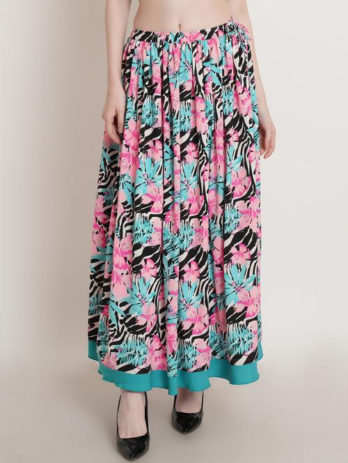 multi colored floral print flared maxi skirt - 19941655 -  Standard Image - 0