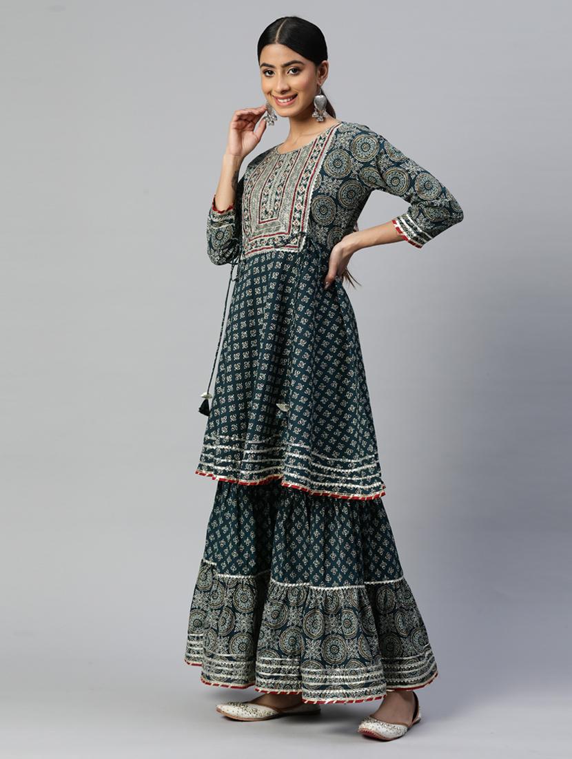 embroidered kurta sharara set - 19942717 - Standard Image - 2