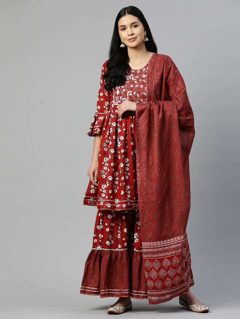 printed kurta sharara set