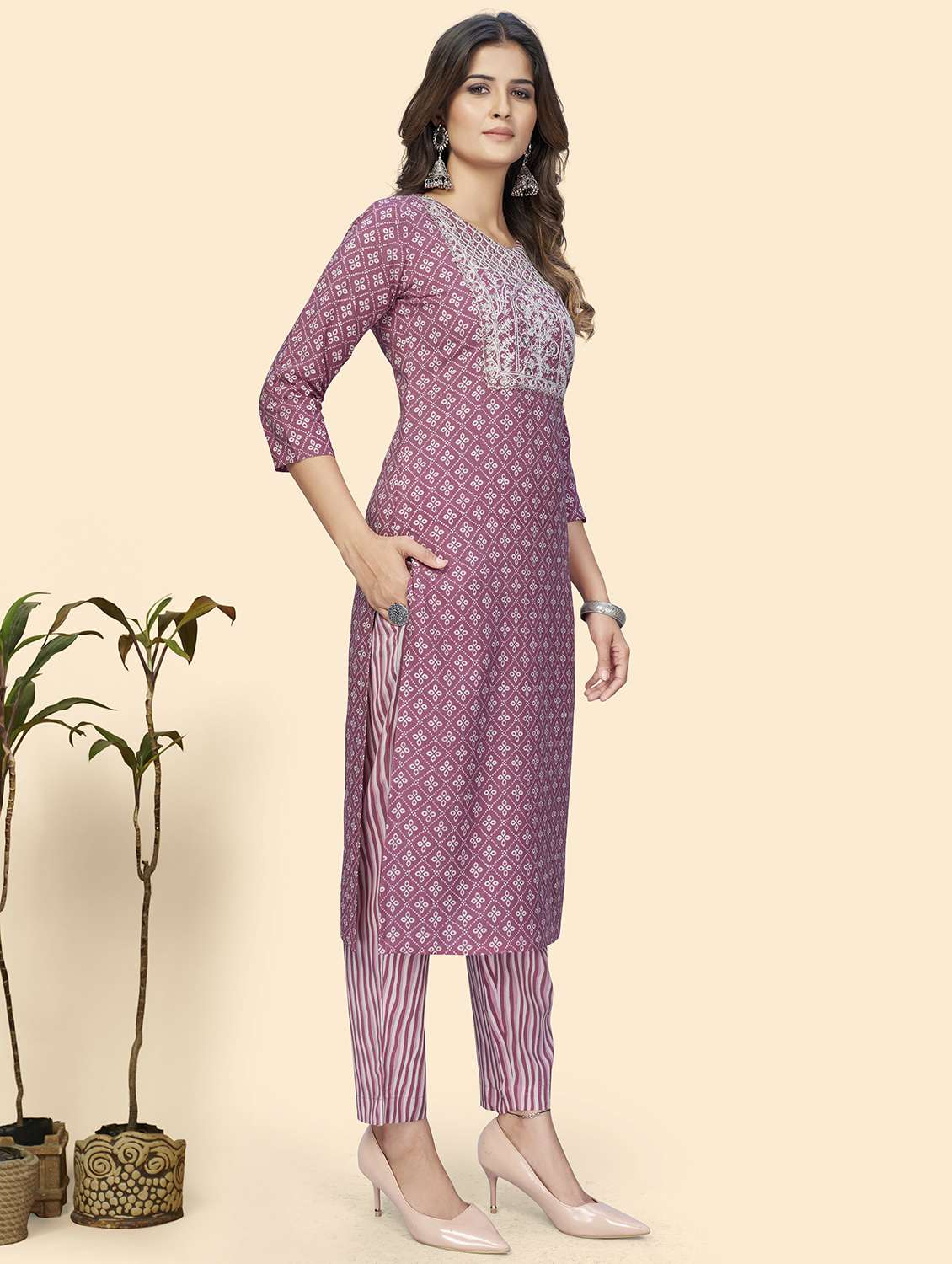 printed kurta dupatta set - 19942787 -  Standard Image - 2